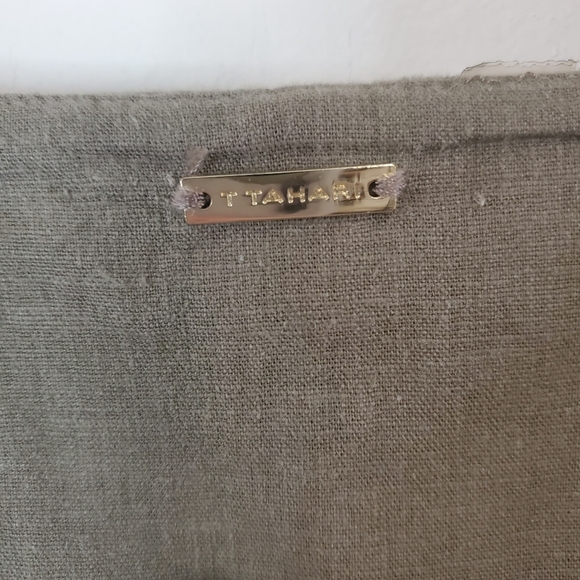 Tahari Linen Blend Jumpsuit Cropped Pants Tie Waist Tank Top Utility Minimalist - Picture 4 of 11